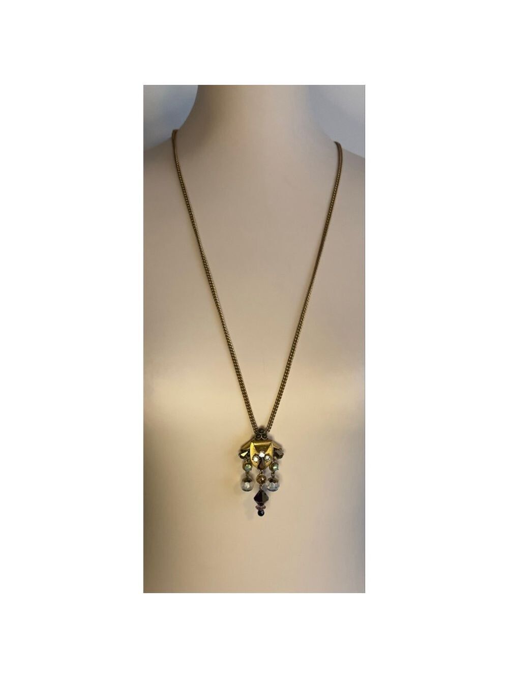 Women's J.Crew Gold Tone Crystal Pendant Necklace One Size